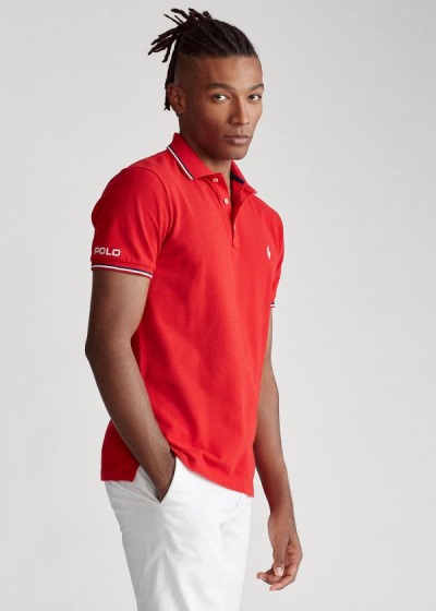 Polos Polo Ralph Lauren Hombre Rojos - Custom Slim Fit Mesh - JHGFQ7840